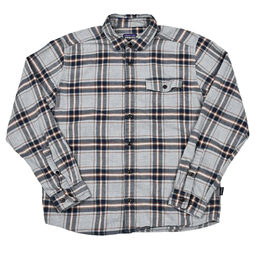 Patagonia Men's M Fjord Flannel L/S Lightweight‎ Shirt Plaid Style 54020 Hiking